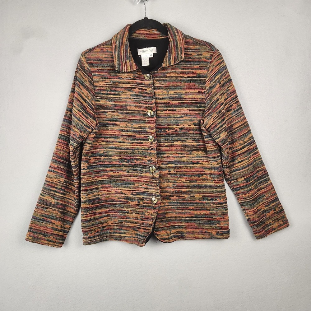 Coldwater Creek Jacket Womens Medium Multicolor Knit Button Front‎ Made USA